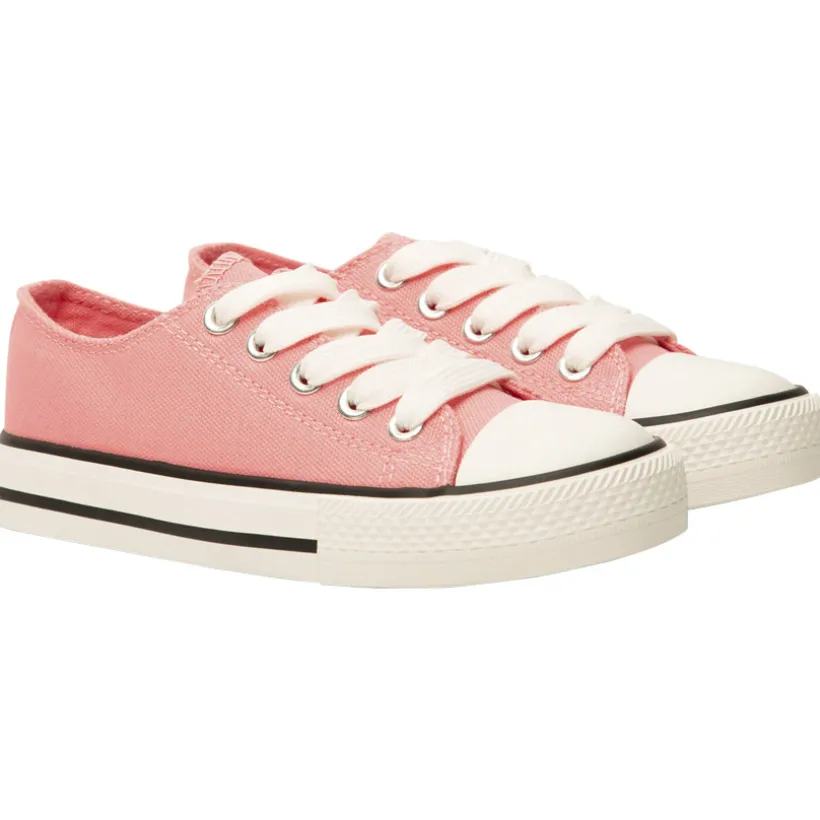 Baskets basses en toile roses avec lacets pour fille
