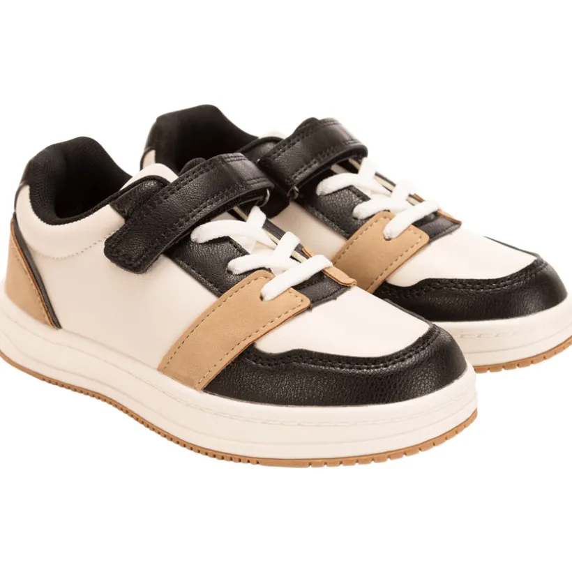 Baskets basses à scratch avec simili cuir pour garçon