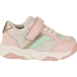 Baskets de sport gris chiné à lacets et velcro pour bébé fille
