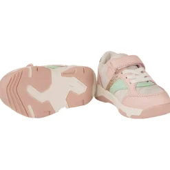 Baskets de sport gris chiné à lacets et velcro pour bébé fille