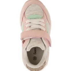 Baskets de sport gris chiné à lacets et velcro pour bébé fille