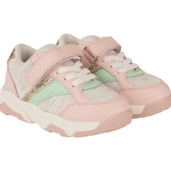 Baskets de sport gris chiné à lacets et velcro pour bébé fille
