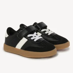 Baskets de sport noir à lacets et velcro pour bébé garçon