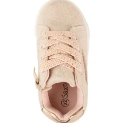 Baskets de sport rose poudré à lacets et zip pour bébé fille