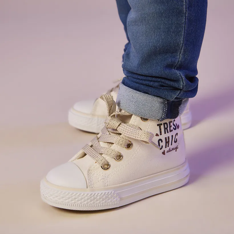 Baskets montantes en toile avec zip pour bébé fille