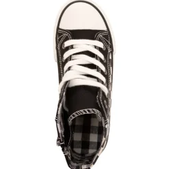Baskets montantes en toile damier avec zip pour garçon