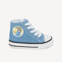 Baskets montantes en toile effet jean avec zip pour bébé garçon