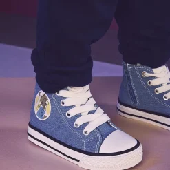 Baskets montantes en toile effet jean avec zip pour bébé garçon