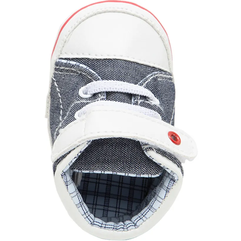 Baskets souples en toile à lacets et scratch avec doublure à carreaux