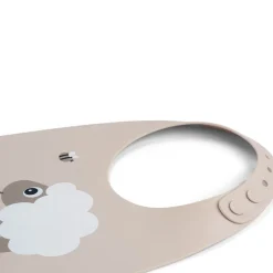 Bavoir en silicone avec poche Sheepy sable