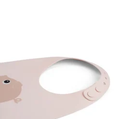 Bavoir en silicone avec poche Pigee rose
