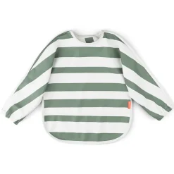 Bavoir imperméable avec poche et manches longues Stripes Vert