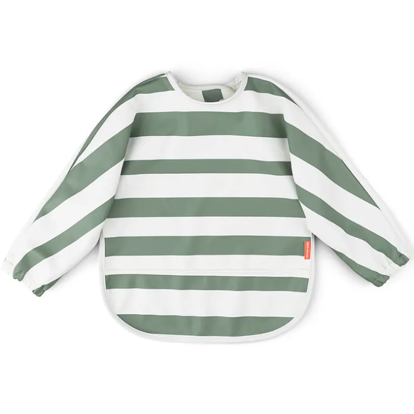 Bavoir imperméable avec poche et manches longues Stripes Vert