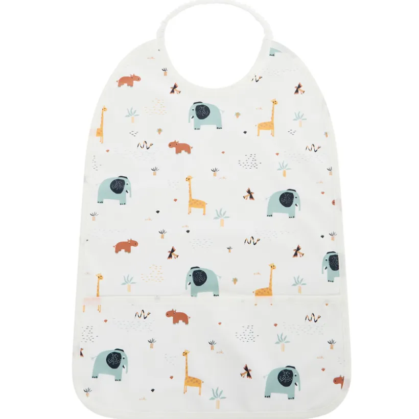 Bavoir imperméable à poche et col élastiqué imprimé savane