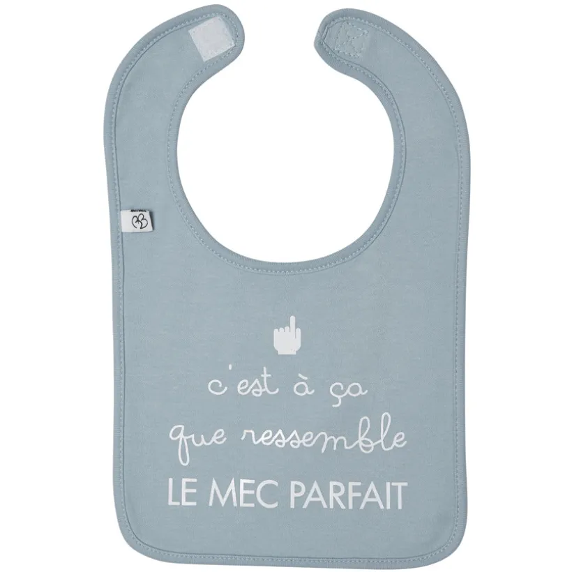 Bavoir "Le mec parfait" - Anthracite/Bleu grisé