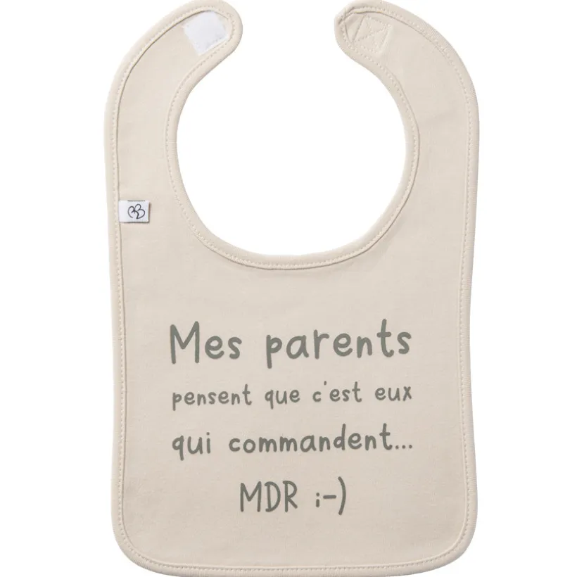 Bavoir "Mes parents..." Sable