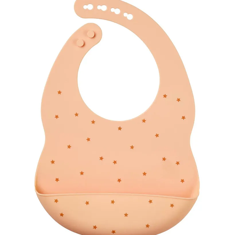 Bavoir réglable avec bac récupérateur - Silicone - Pêche/étoiles