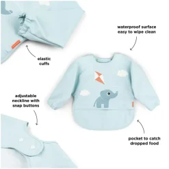 Bavoir tablier avec manches et poche Playground Bleu