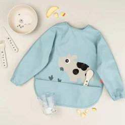Bavoir tablier imperméable à poche Tiny Farm bleu