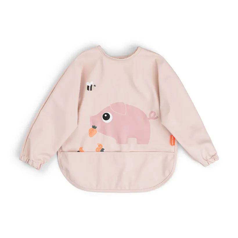 Bavoir tablier imperméable à poche Tiny Farm rose