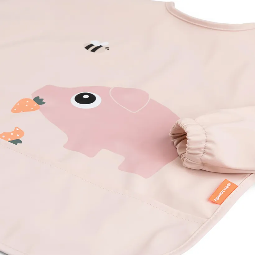 Bavoir tablier imperméable à poche Tiny Farm rose