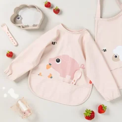 Bavoir tablier imperméable à poche Tiny Farm rose