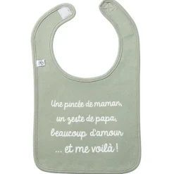 Bavoir "Une pincée de maman..." - Vert de gris