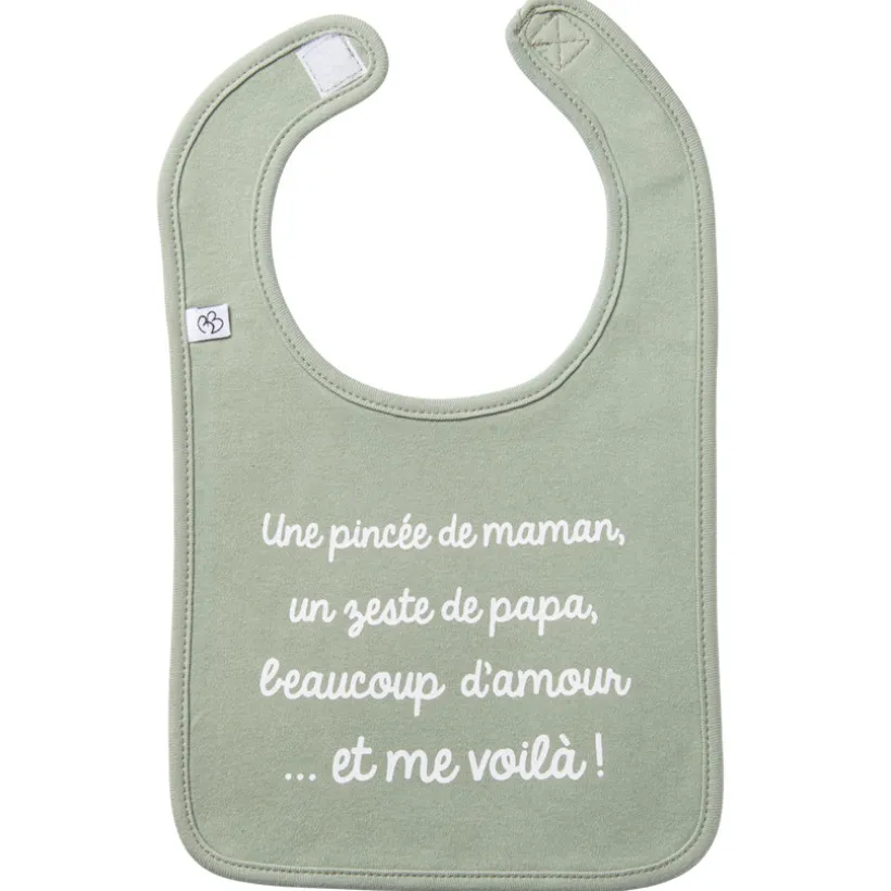Bavoir "Une pincée de maman..." - Vert de gris