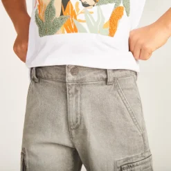 Bermuda en jean style cargo pour garçon