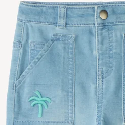 Bermuda en jean style workwear avec broderie palmier pour bébé garçon