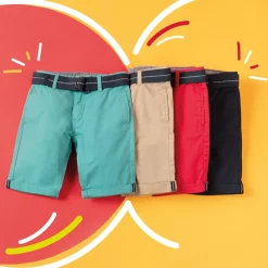 Bermuda en toile avec ceinture tissée amovible pour garçon