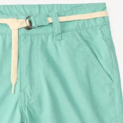 Bermuda uni en toile avec ceinture lacet pour garçon