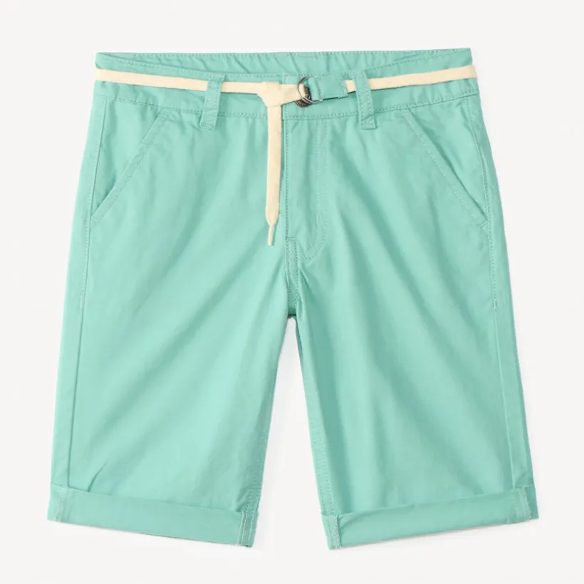 Bermuda uni en toile avec ceinture lacet pour garçon