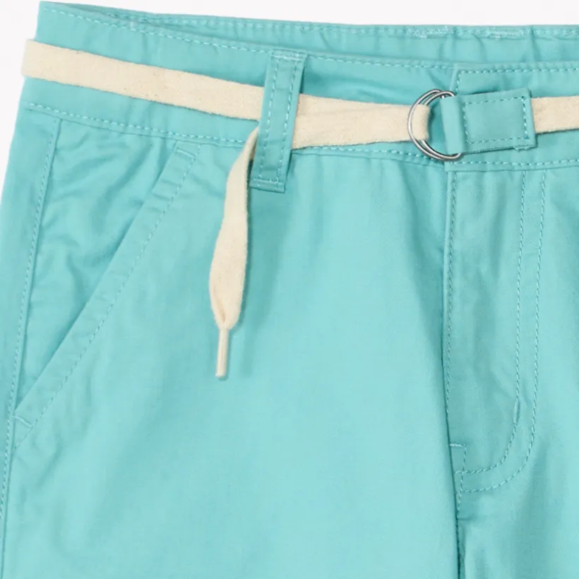 Bermuda uni en toile avec ceinture lacet pour garçon