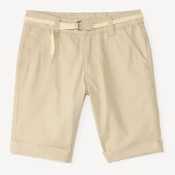 Bermuda uni en toile avec ceinture lacet pour garçon