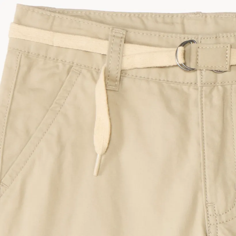 Bermuda uni en toile avec ceinture lacet pour garçon