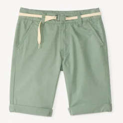 Bermuda uni en toile avec ceinture lacet pour garçon