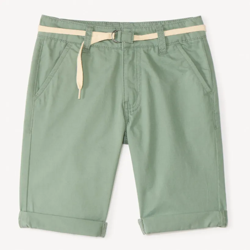 Bermuda uni en toile avec ceinture lacet pour garçon
