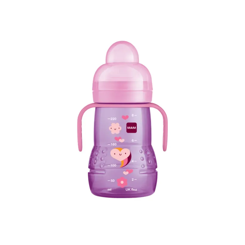 Biberon de transition moyen avec bec antifuite 4m+ 220 ml – Rose