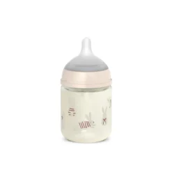 Biberon en verre avec tétine physiologique SX Pro S 120ml Wonderland lapins roses