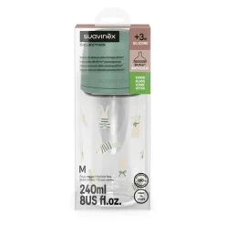 Biberon en verre avec tétine symétrique SX Pro M 240ml Lapins verts