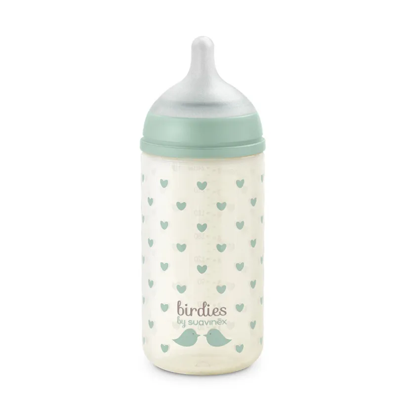 Biberon en verre 240ml avec tétine SX Pro S Birdies vert