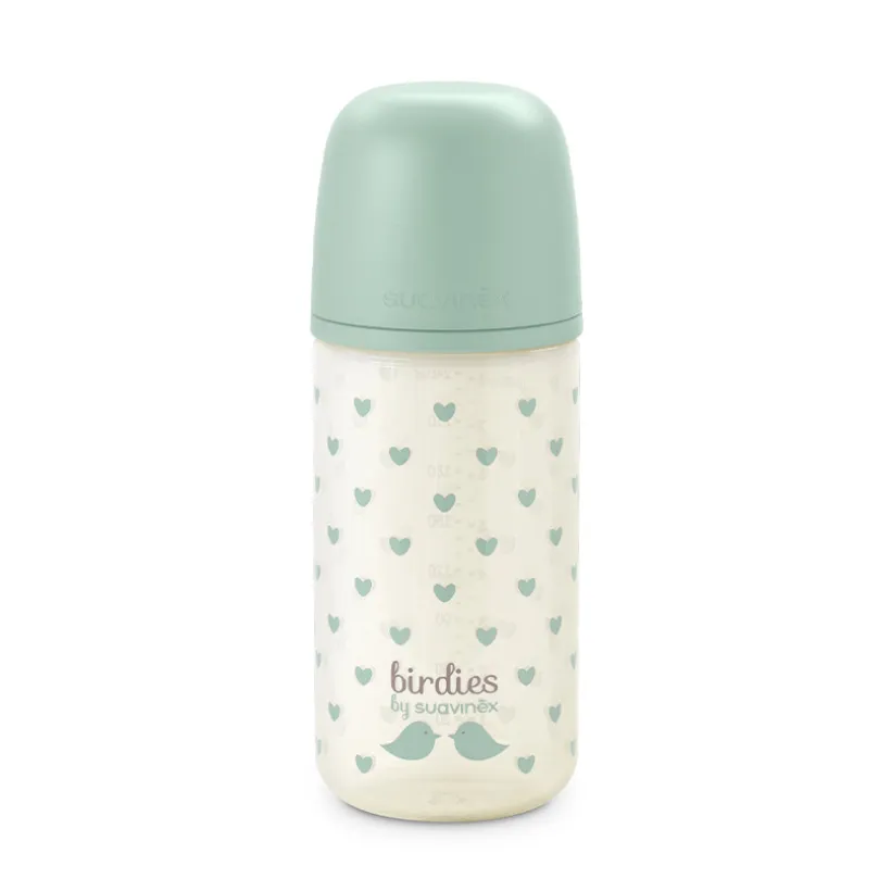 Biberon en verre 240ml avec tétine SX Pro S Birdies vert
