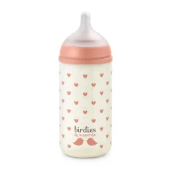 Biberon en verre 240ml avec tétine SX Pro S Birdies rose