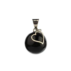Bijou de grossesse Bola noir avec breloque en forme de cœur