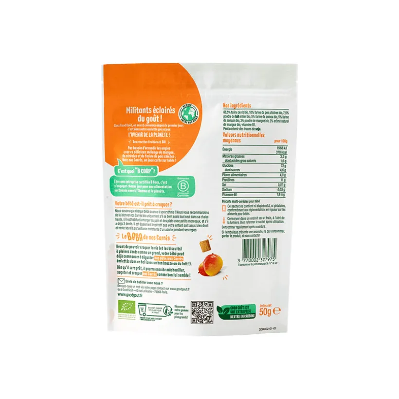 Biscuits carrés à la mangue - 50g