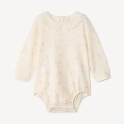 Body manches longues à col claudine brodée pour bébé fille