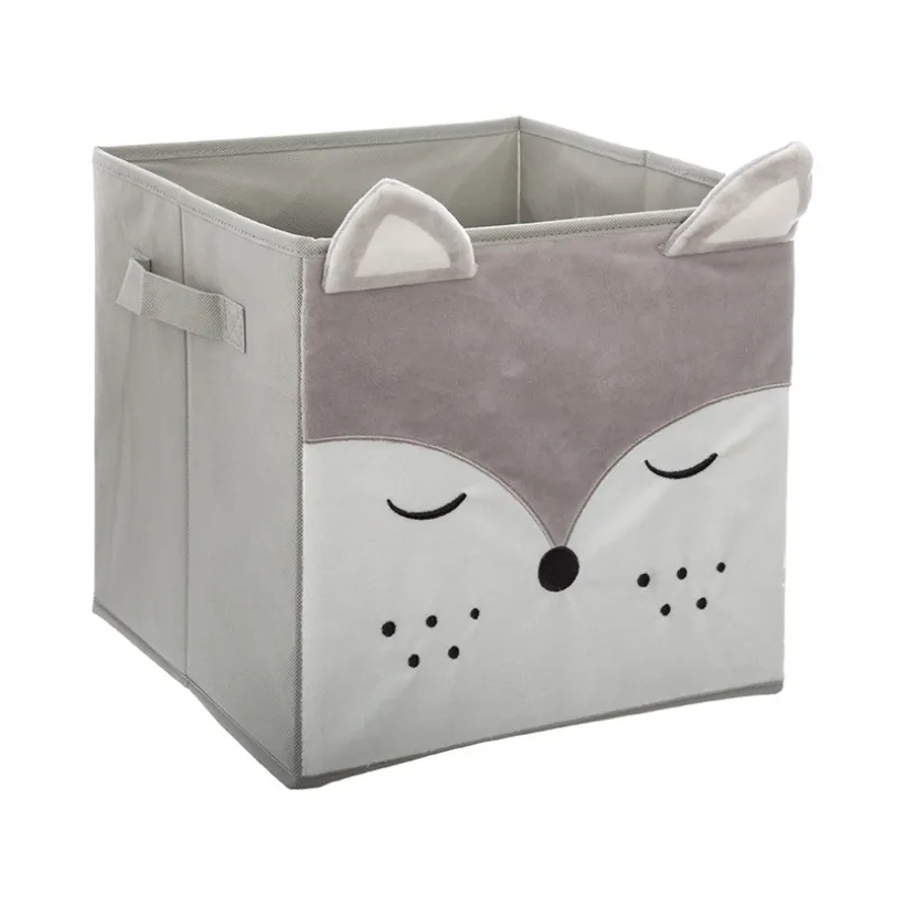 Boite de rangement pliable en velours Renard - Gris
