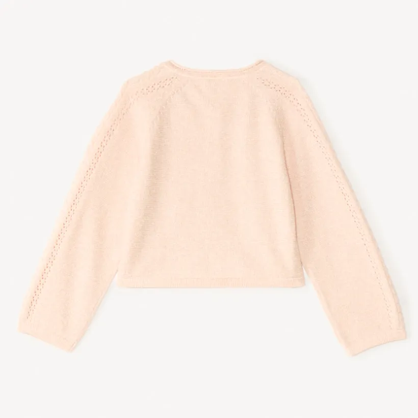 Boléro à manches longues en tricot ajouré et fil style métallisé pour bébé fille
