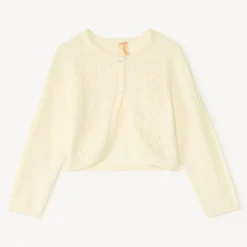 Boléro à manches longues en tricot ajouré pour bébé fille